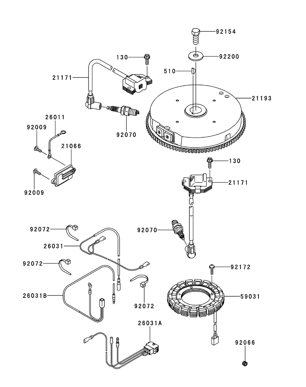 Kawasaki Fr600v-As06 Electric Equipment Diagram and Parts List for XT2-LX42KW (Carb-13WGA1CS210)(2015) Cub Cadet Lawn Tractor